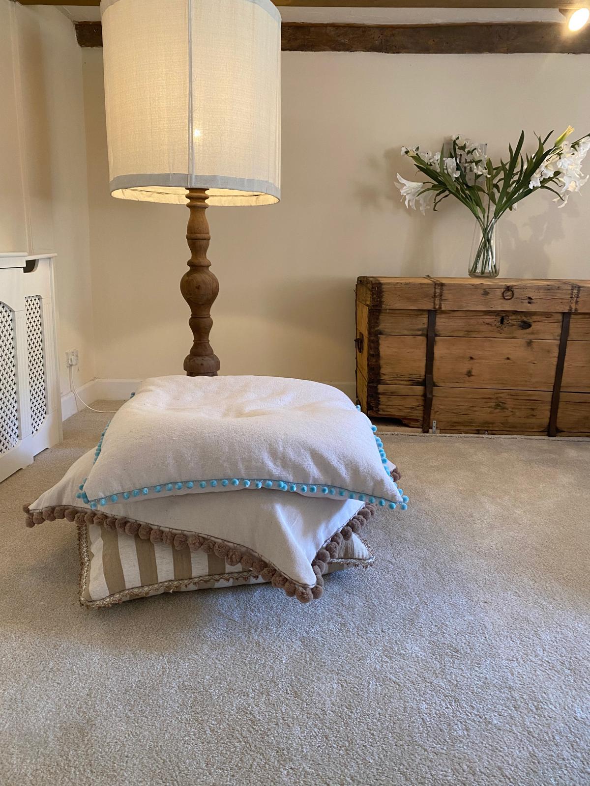 Hand Loomed Linen Floor Cushions - 1m x 1m